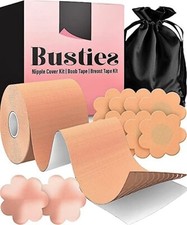 Busties Breast Tape Kit 12pcs , Boob Tape, Easy to Use Cover and Lifting Tape