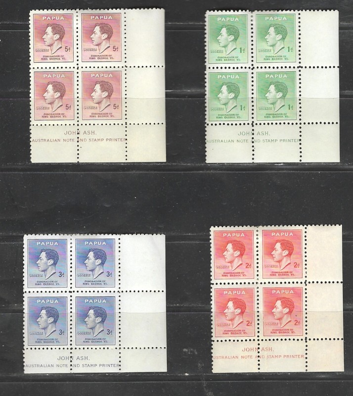 PAPUA-1937-GVI-#118 TO #121-BLOCKS OF 4-GORGEOUS-MINT-F-VF-#400