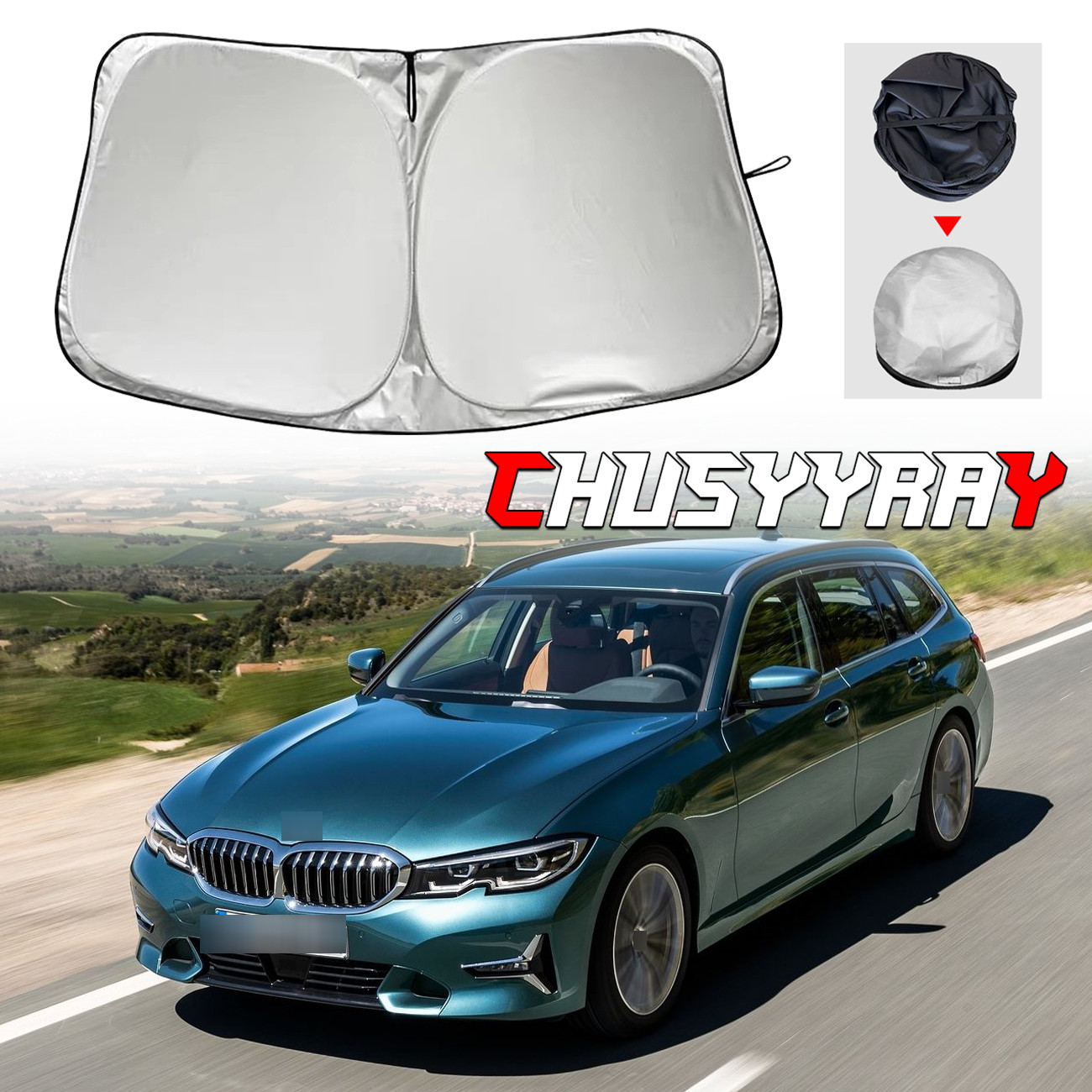 54.72"x28.35" Car Windshield Sun Shade Foldable Cover FOR BMW 3 Series LI 2018
