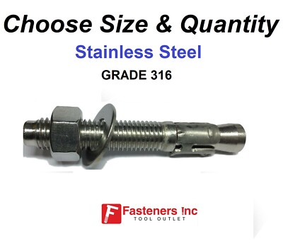 Concrete Wedge Anchor Stainless Steel Grade 316 (Choose Size & Quantity)