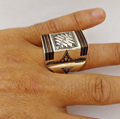 Tuareg Ring Sterling Silver Ebony Sz Vintage Men's Us Sahara Tuareg Ring Sterling Silver Ebony Sz Vintage Men's Us Sahara