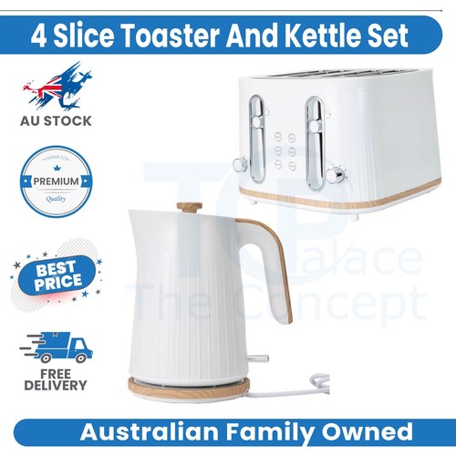 4 Slice Toaster And Kettle Cordless Stainless Steel Electric Kitchen eBay