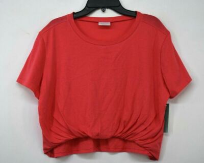 Abound Womens Crewneck Short Sleeves Jersey Knit Twist Tuck Cropped T-Shirt