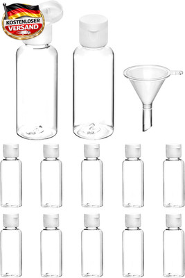 Reiseflaschen Set aus Kunststoff für Shampoo Lotion Make-up 50 ml 12 Stück