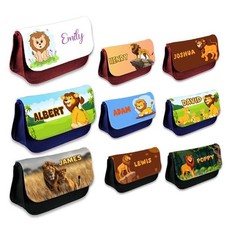 Personalised Pencil Case Any Name Lion Design Bag School Kids Stationary 115