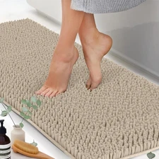 Chenille Bath Mats, Plush Absorbent Bath Mats Quick Dry, Soft & Machine Washa...