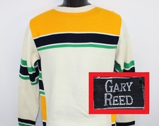 70s 80s Gary Reed vintage sweater acrylic colorful off-white green yellow blue