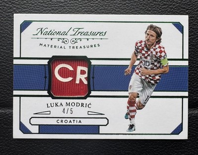 2018 Luka Modric /5 Player Worn Patch Material Panini National Treausres Green