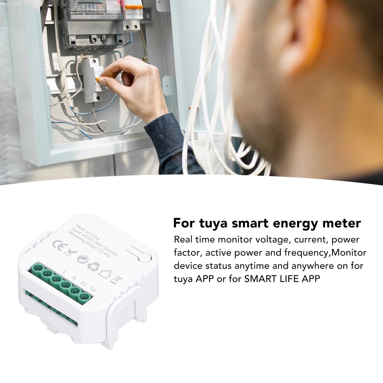 Smart Energy Meter WIFI Power Consumption Monitor Single Phase 100‑240V AC For