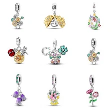 Mula European 925 Sterling Silver DIY Charm CZ Plant flowers Bracelet for Women