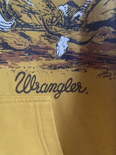 Wrangler Retro Hoodie Womens Medium M Yellow Cowboyl All Over Print Cropped - Picture 13 of 22