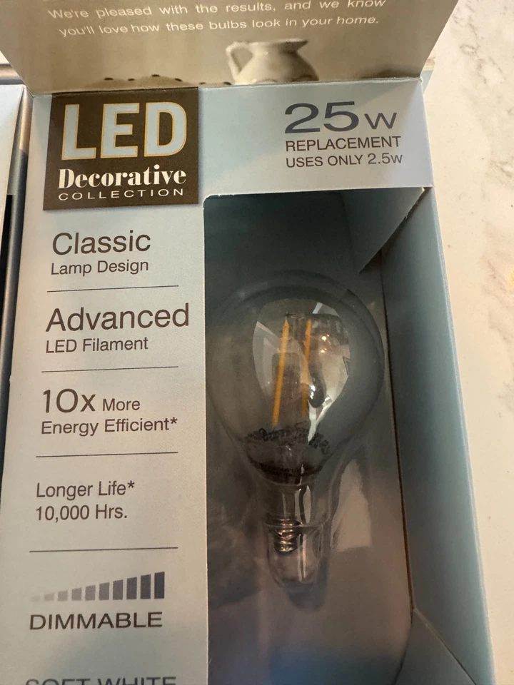7 KICHLER Clear Soft White Light Bulbs G16.5 Candelabra Base 25 Watt 25W LED - Image 4 of 4