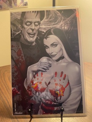 Herman & Lily Munster Bloody Hands *TOPLESS* ART PRINT (Comic Sized) by