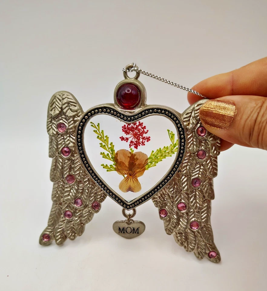 Banberry Designs Крылья Ангела Мама Suncatcher Настоящие Сушеные и Прессованные Цветы Кристалл - Изображение 2 из 4
