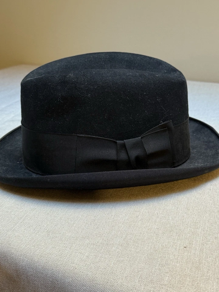 Dobbs Fifth Avenue Hombre Vintage Negro Fedora Talla 7 Foto 2 de 4
