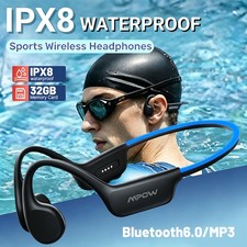 Mpow Bluetooth 6.0 Bone Conduction Headphones IPX8 32GB MP3 LED Light Headsets