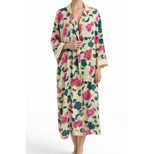 Vintage Victoria s Secret Gold Label Floral Satin Like Kimono Robe Size Small
