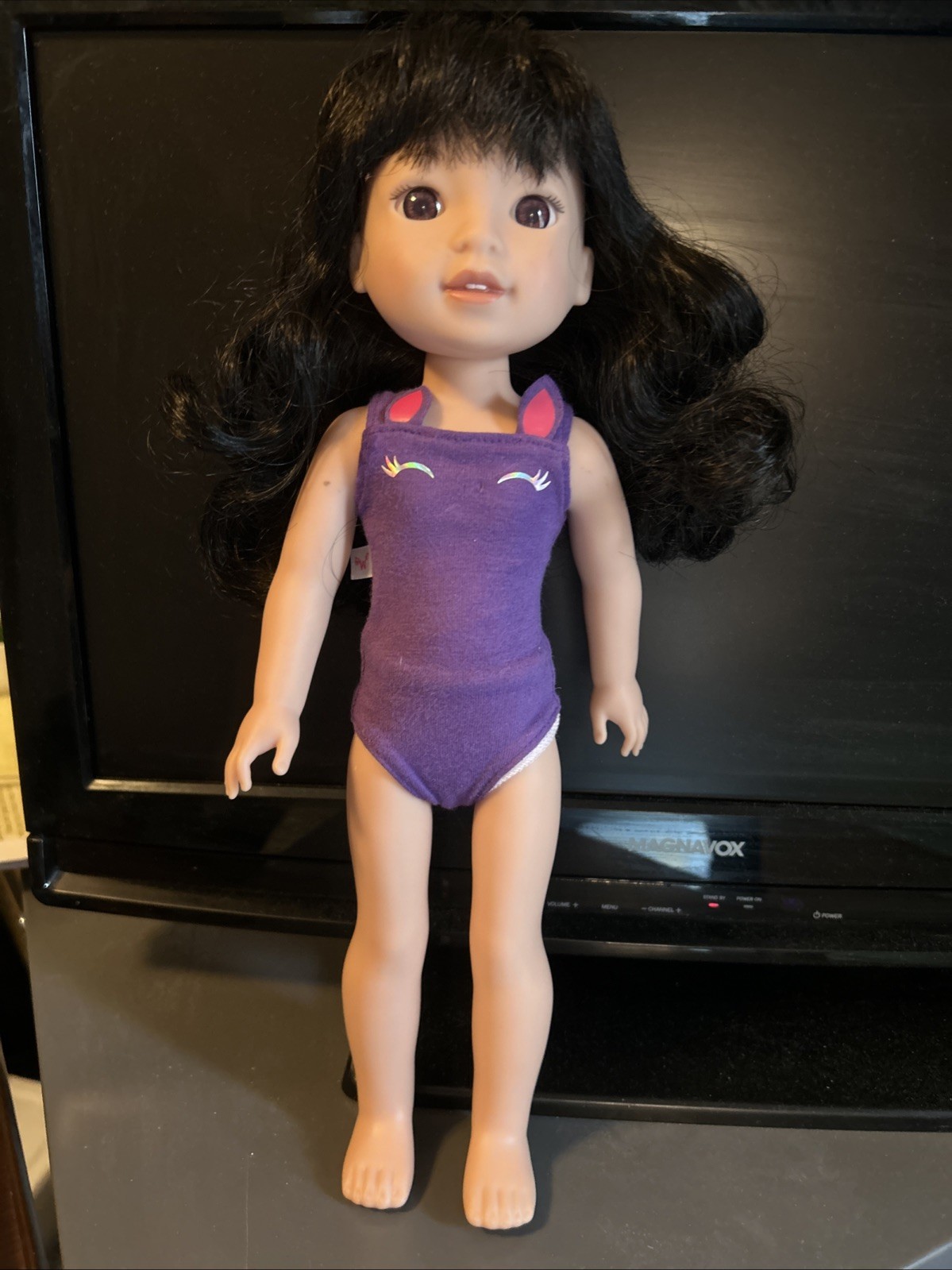 American Girl Wellie Wisher Doll EMERSON Black Hair Brown Ey