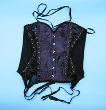 Adore Me XL Purple Sexy Overbust Corset Top Bustier Waist Lace-Up Costume Women