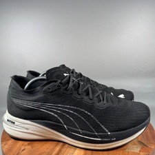 Puma Deviate Nitro Mens Running Shoes Black White 194449-11 Size 12 Carbon Plate
