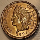 1894 Indian Head Penny Cent! Uncirculated Red Penny! Cleaned
