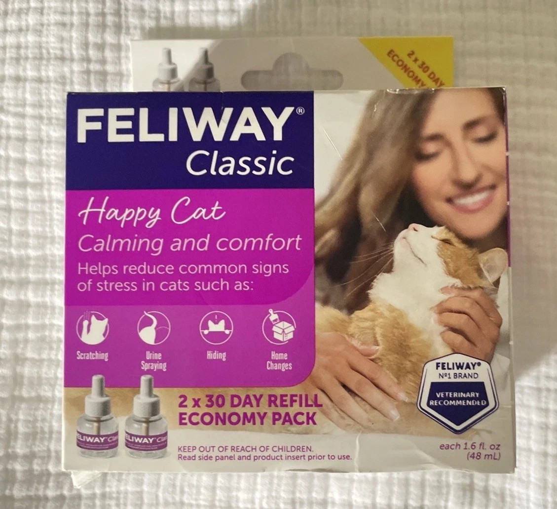 Feliway Classic Happy Cat Calming Diffuser Refill, 2-pack exp 07/2027 ships fast