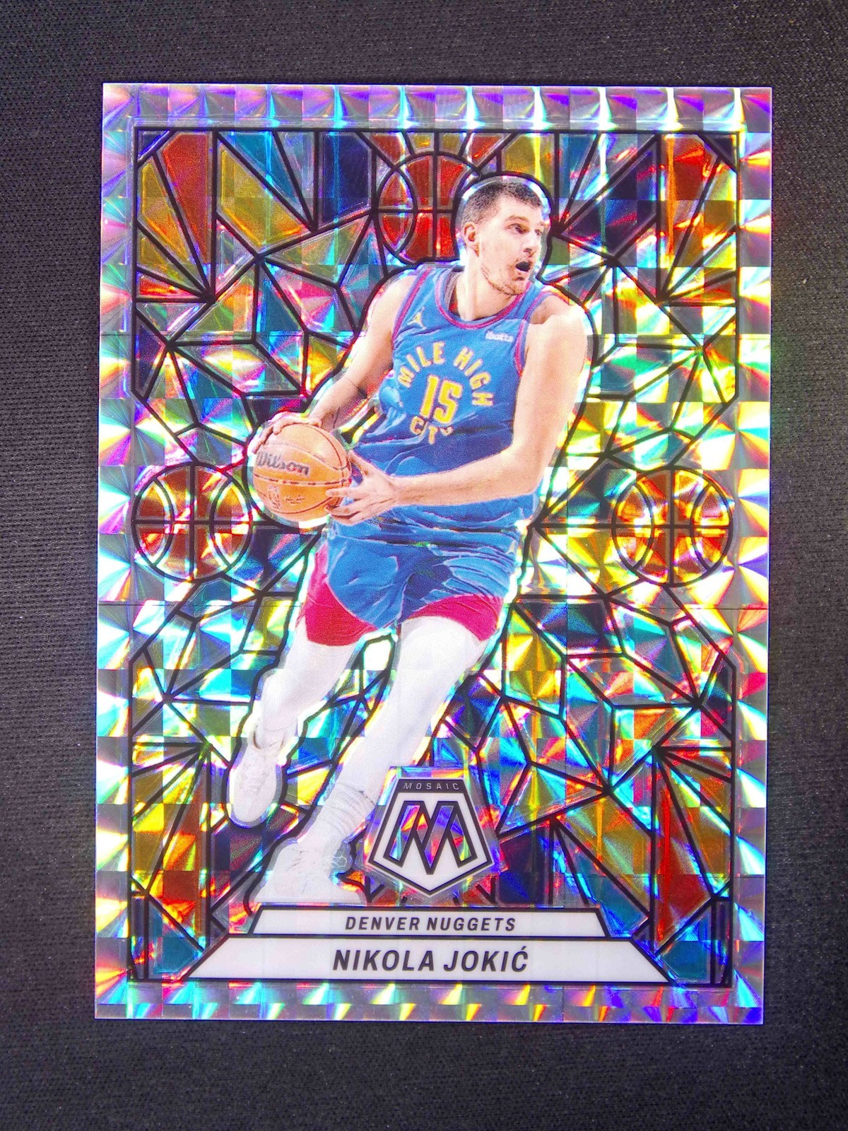 2023-24 Panini Mosaic Nikola Jokic #23 Stained Glass Case Hit SSP
