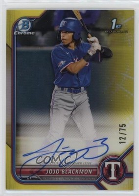 2022 Bowman Chrome Prospect Yellow Refractor 12/75 JoJo Blackmon Auto 0xh3