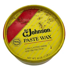 Vintage SC Johnson Paste Wax 16 oz Can Collectible Cleaning Polish 1988 98% Full