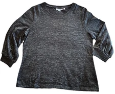 CHICO Women's Size 1 (US M) Stretch Dark Gray 3/4 Sleeve Rayon Blend Top Sweater