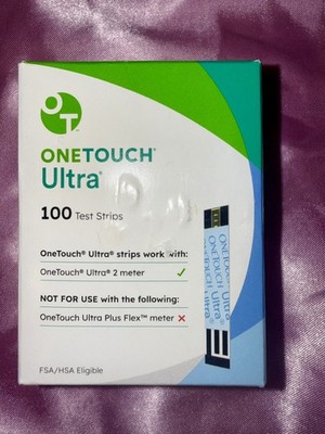 100 One Touch Ultra Blood Glucose Test Strips, Exp 09-30-2026