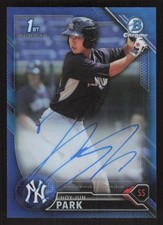 2016 BOWMAN CHROME HOY-JUN PARK BLUE REFRACTOR 1ST RC AUTOGRAPH 44/150 YANKEES