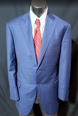 Canali Sport Coat 46R Current Dual Vents Blue Check Newest Label