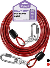 Heavy-Duty Dog Tie-Out Cable - 30FT Extra Strong Wire Cable for Large Pets up to