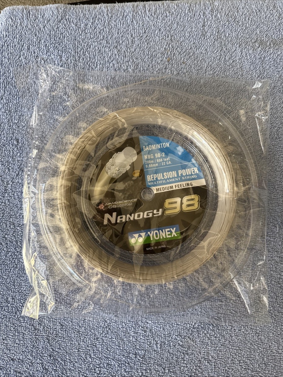New Yonex Nanogy 98 656ft 200m Reel Badminton String. Silver Gray