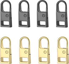 Upgraded 8 Pcs Zipper Pull Tabs Replacement for Jackets Boots Bags, Black Gold