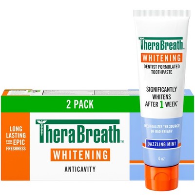 TheraBreath Whitening Toothpaste, Gentle Peroxide-Free Teeth Whitening in 1 ...
