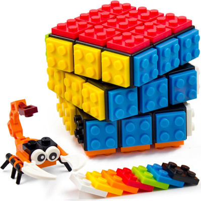 3X3 Brick Speed Cube with Building Blocks, Mini Toy Included, Compatible with Le
