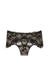 Victoria's Secret Mesh Lace High Waist Thong Panty Black