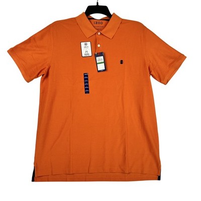IZOD Polo Shirt Mens Large Orange Harvest Pumpkin Advantage Performance Stretch