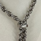 Vtg Silver Gold Tone Bolero Lariat Necklace Faux Pearls Drop Fringe 30" Retro — photo 2