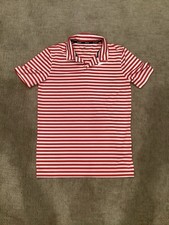 Nike Golf Shirt Dri Fit Large Red White Striped Polo shirt short sleeves L