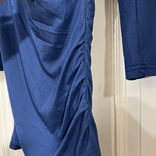 DOUBLJU Women's Blue Cross Front Ruched 3/4 Sleeve Top Blouse S - Picture 10 of 10