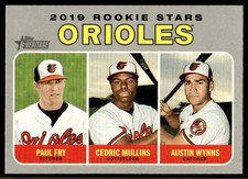 2019 Topps Heritage Cedric Mullins/Paul Fry/Austin Wynns Rookie Baltimore