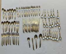 Vintage 1847 Rogers Bros IS Flair Silverplate Flatware 74 Pcs Lot Service 12