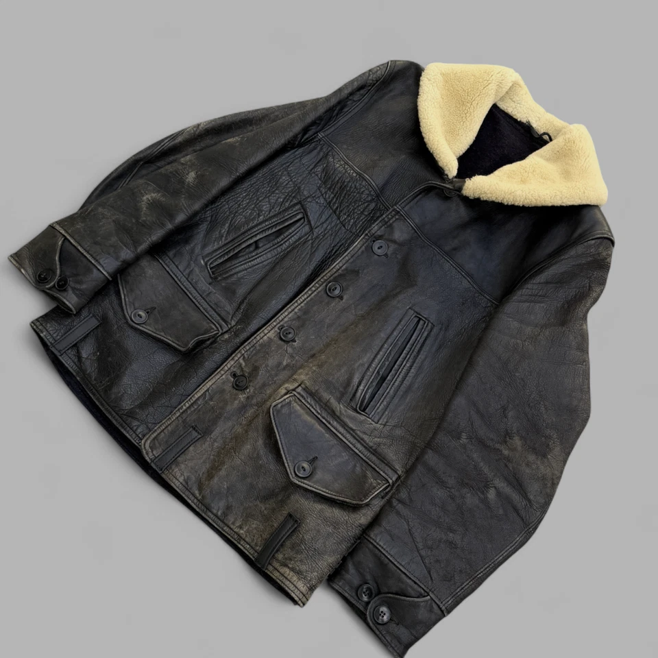 30-40's  Hercules Sears Front Quarter Horsehide Shawl Collar Car Coat Jacket - Image 3 of 4