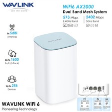 WAVLINK AX3000 WiFi6 Dual Band Mesh Router System with Touchlink VPN QoS 1-Pack