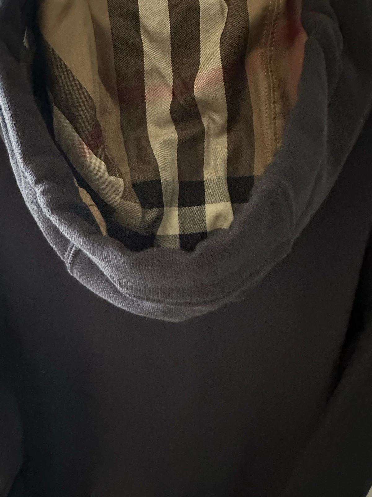 BURBERRY FELPA CON CAPPUCCIO ZIP BLU NAVY LOGO RICAMATO HOVE CHECK AUTENTICA NUOVA con ETICHETTE