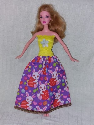 Barbie Kleid Puppenkleidung Prinzessin Frühling Lila Osterhase Ostern Osterei #B