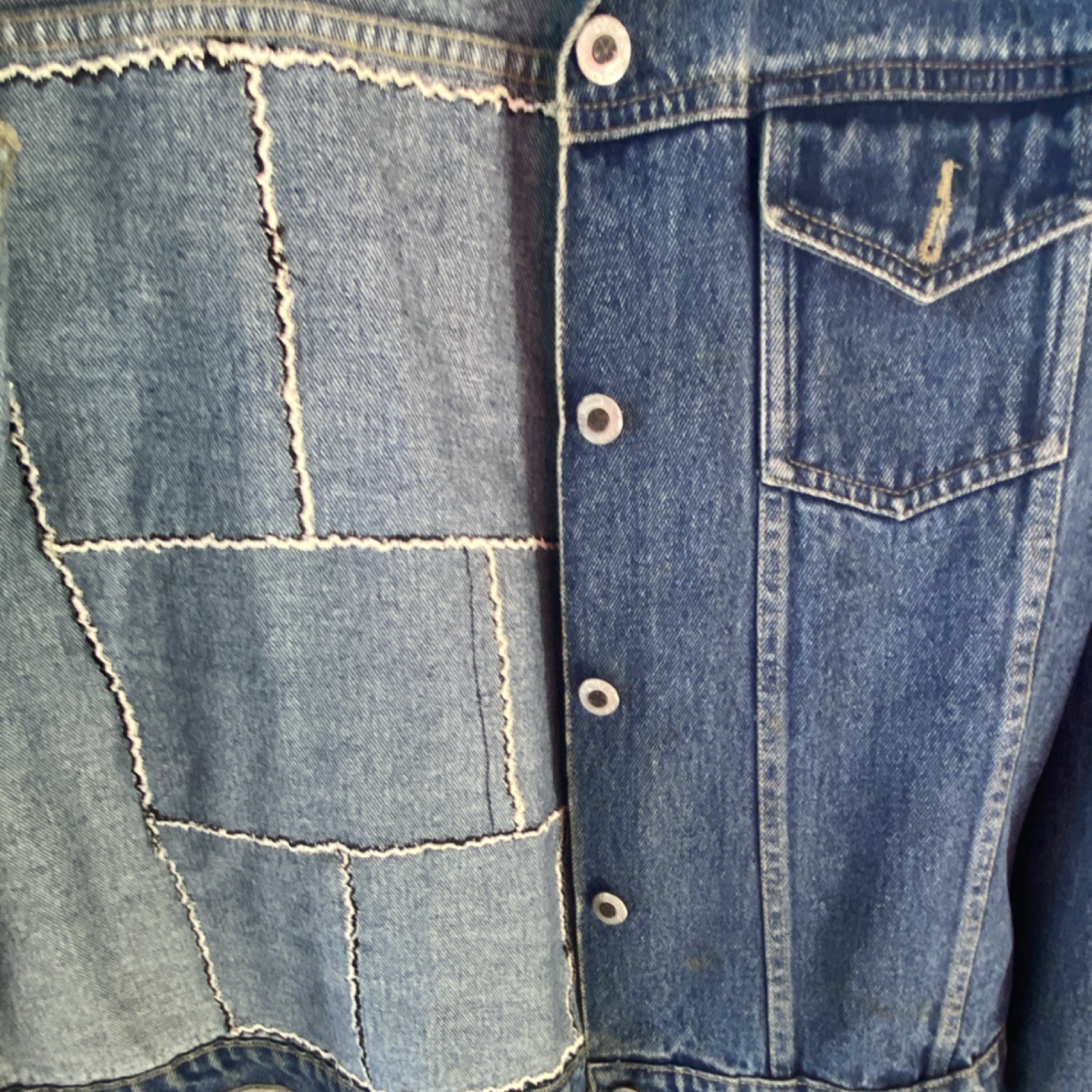 Carolina Blues Denim Jacket Patchwork Animal Prin… - image 4